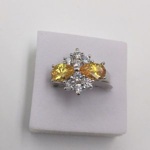 TWO 1 CARAT PEAR SHAPED CITRINE Stamped 925 RING
